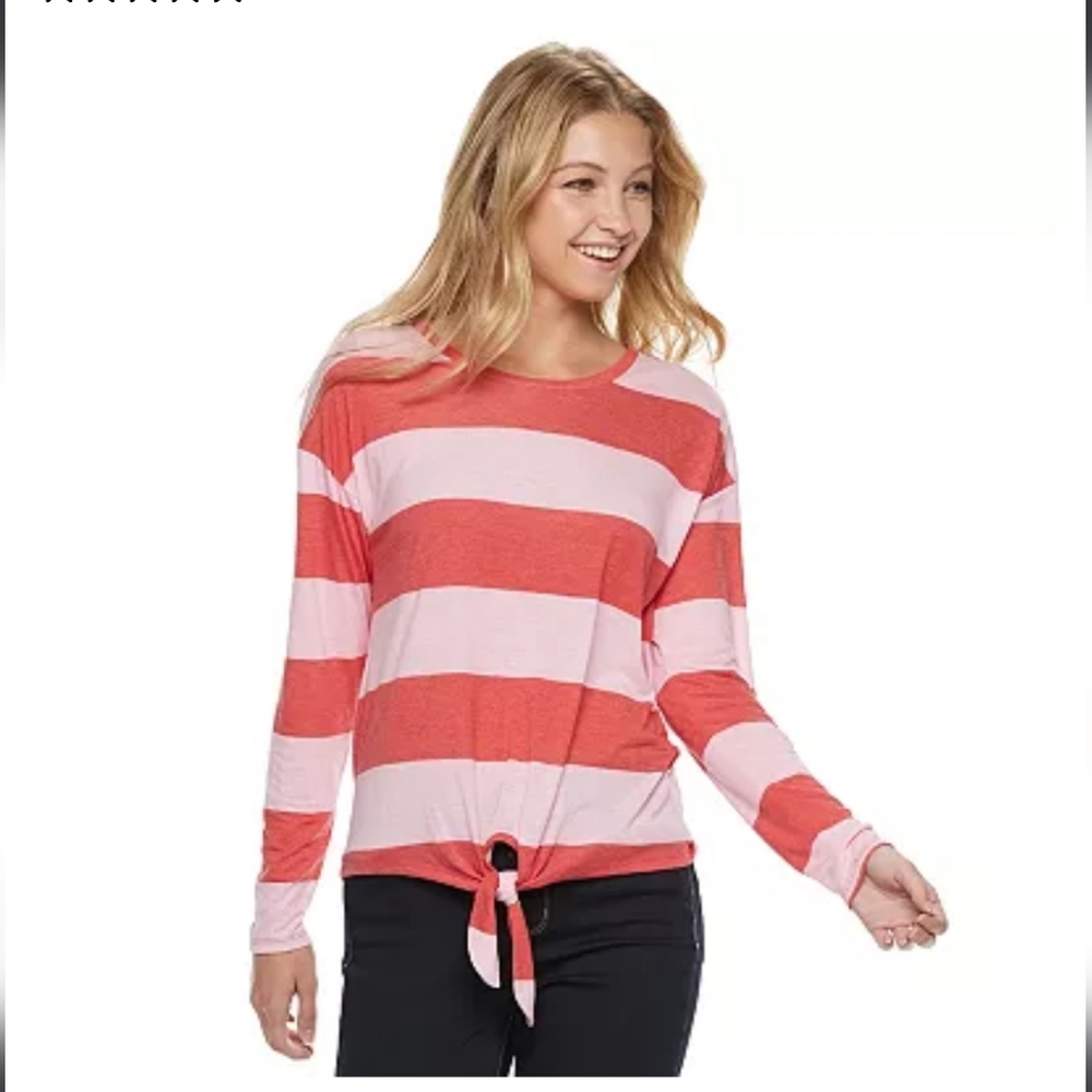Cloud Chaser Striped Tie Front Tee